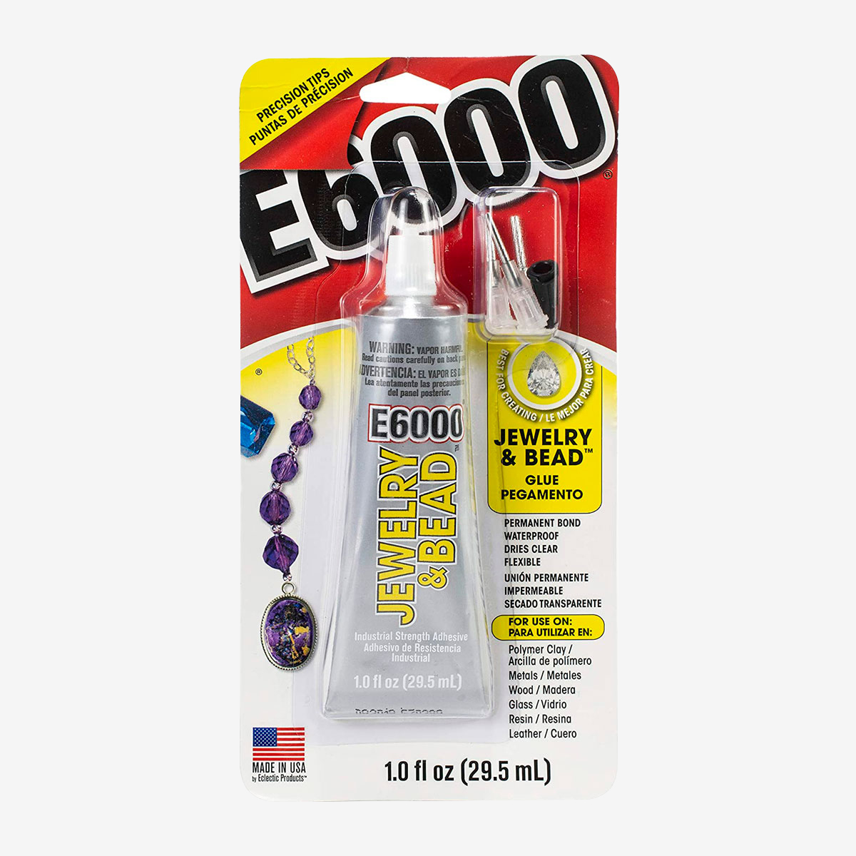 Adhesivo de resistencia industrial E6000: 0,18 oz, paquete de 4